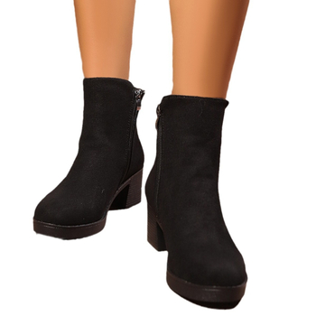 Ghete de damă scurte, en-gros, europene și americane, mărime plus, la modă occidentală, de iarnă 2024, cu toc mediu Joker și fermoar lateral, pentru femei, de la modă, europene și americane