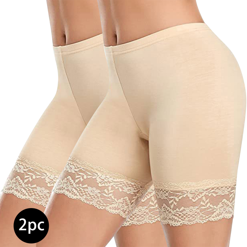 Pantaloni scurți din trei părți, cu cusături din dantelă, pentru femei, din modal, pentru comerț exterior, pantaloni de siguranță anti-lumină, mărime plus, costum de pantaloni scurți