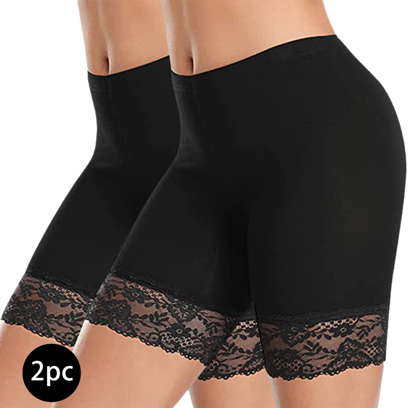 Pantaloni scurți din trei părți, cu cusături din dantelă, pentru femei, din modal, pentru comerț exterior, pantaloni de siguranță anti-lumină, mărime plus, costum de pantaloni scurți