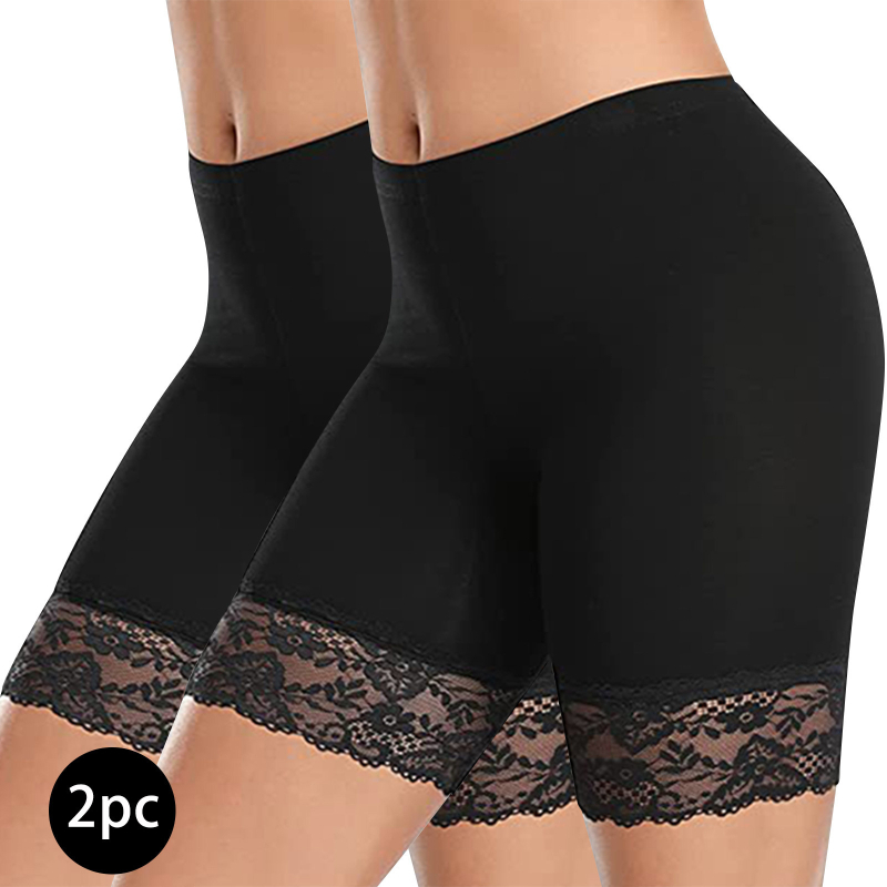 Pantaloni scurți din trei părți, cu cusături din dantelă, pentru femei, din modal, pentru comerț exterior, pantaloni de siguranță anti-lumină, mărime plus, costum de pantaloni scurți