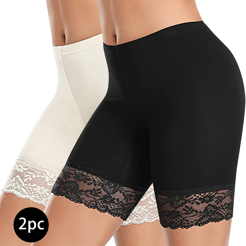 Pantaloni scurți din trei părți, cu cusături din dantelă, pentru femei, din modal, pentru comerț exterior, pantaloni de siguranță anti-lumină, mărime plus, costum de pantaloni scurți