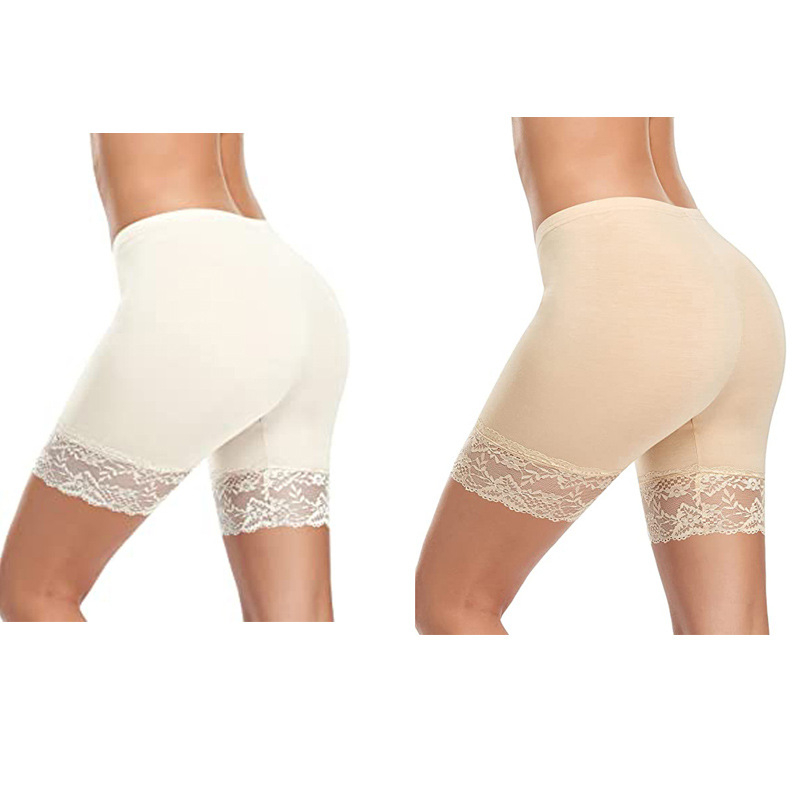 Pantaloni scurți din trei părți, cu cusături din dantelă, pentru femei, din modal, pentru comerț exterior, pantaloni de siguranță anti-lumină, mărime plus, costum de pantaloni scurți