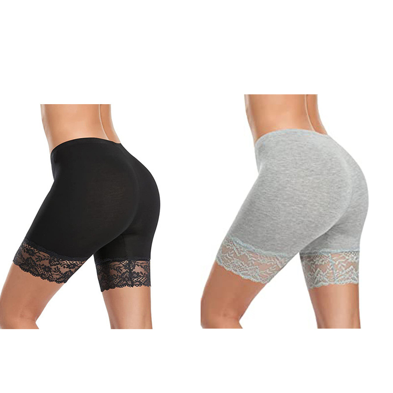 Pantaloni scurți din trei părți, cu cusături din dantelă, pentru femei, din modal, pentru comerț exterior, pantaloni de siguranță anti-lumină, mărime plus, costum de pantaloni scurți