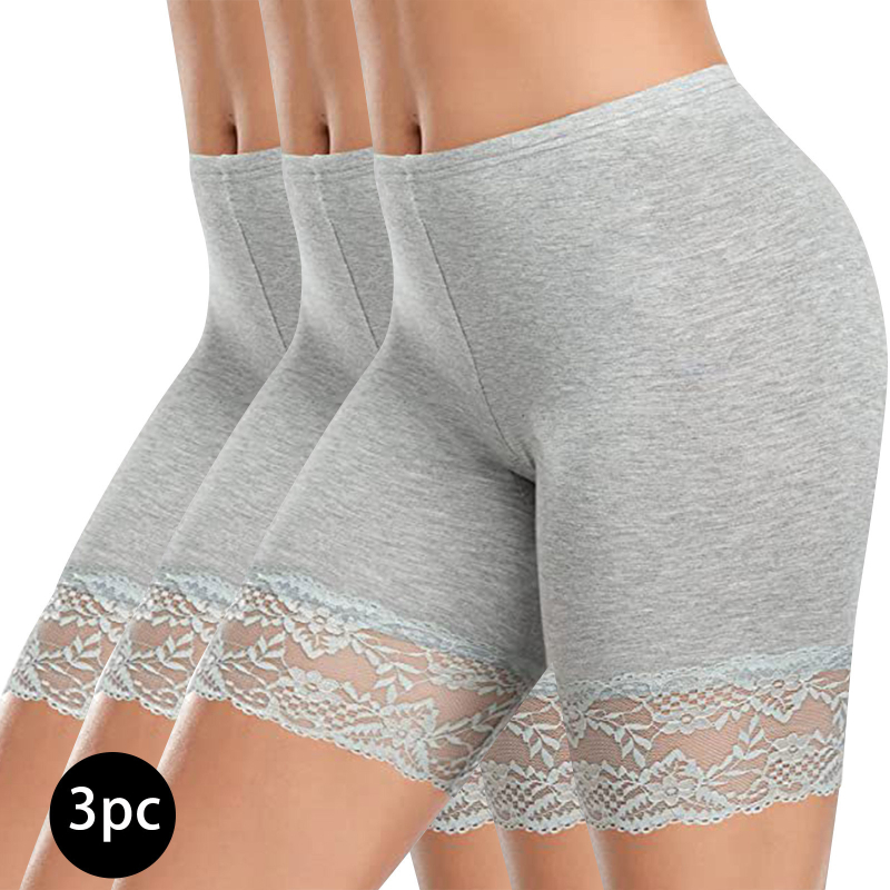 Pantaloni scurți din trei părți, cu cusături din dantelă, pentru femei, din modal, pentru comerț exterior, pantaloni de siguranță anti-lumină, mărime plus, costum de pantaloni scurți