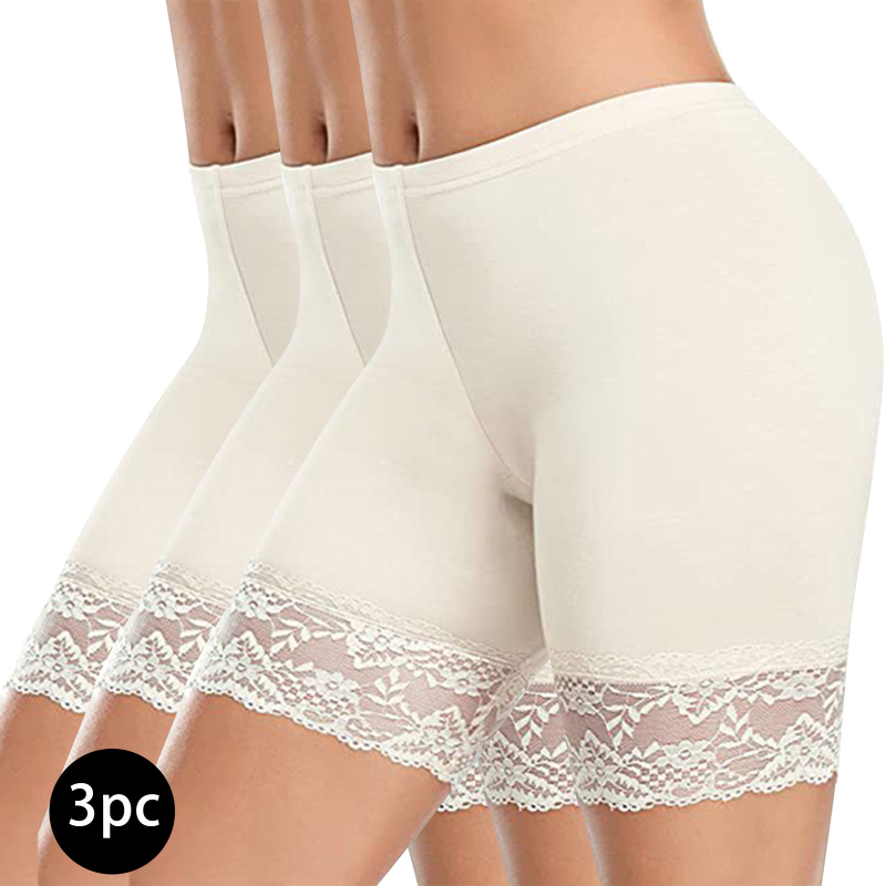 Pantaloni scurți din trei părți, cu cusături din dantelă, pentru femei, din modal, pentru comerț exterior, pantaloni de siguranță anti-lumină, mărime plus, costum de pantaloni scurți