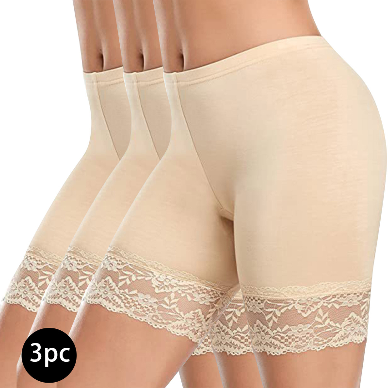 Pantaloni scurți din trei părți, cu cusături din dantelă, pentru femei, din modal, pentru comerț exterior, pantaloni de siguranță anti-lumină, mărime plus, costum de pantaloni scurți