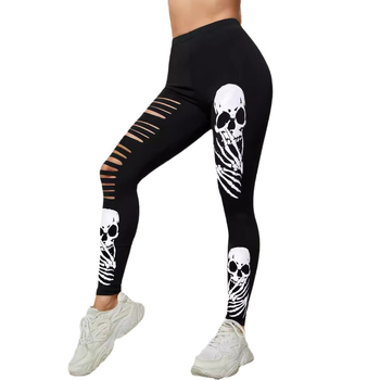 Κολάν με τρύπες κρανίου σε ευρωπαϊκό και αμερικανικό στυλ, με δημιουργικό κολάν και ψηλό ελαστικό παντελόνι για casual εμφανίσεις.