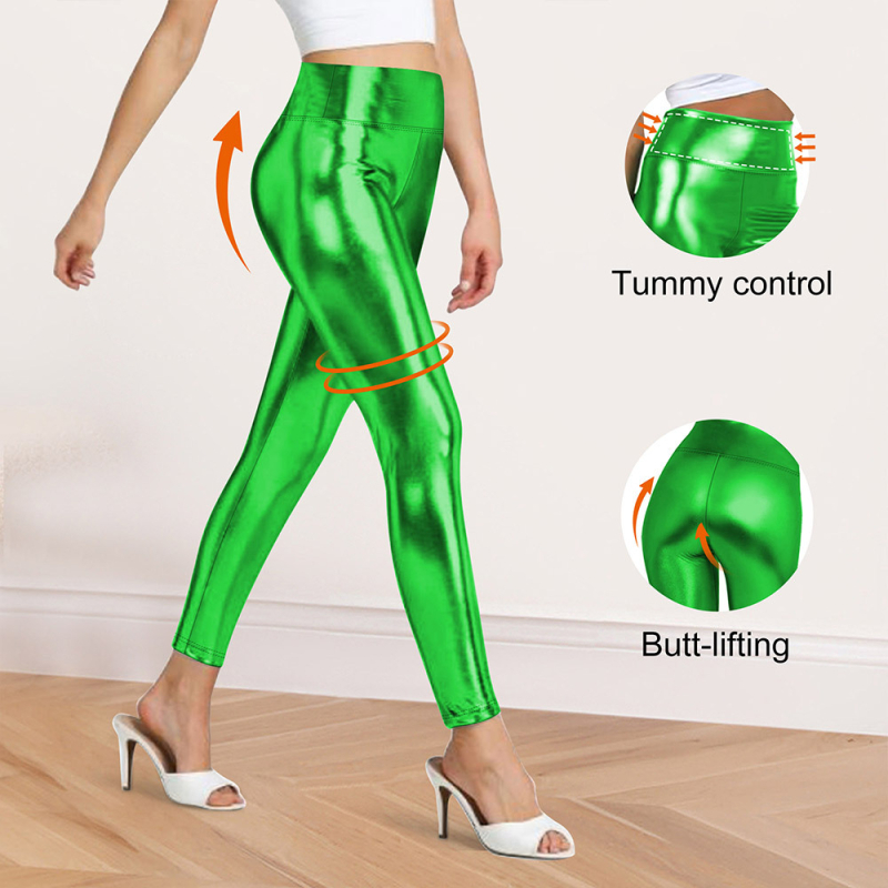 Határokon átnyúló Amazon női magas derekú műbőr külső ruházati leggings aranyozott színű, élénk bőrből készült, rövidített műbőr leggings