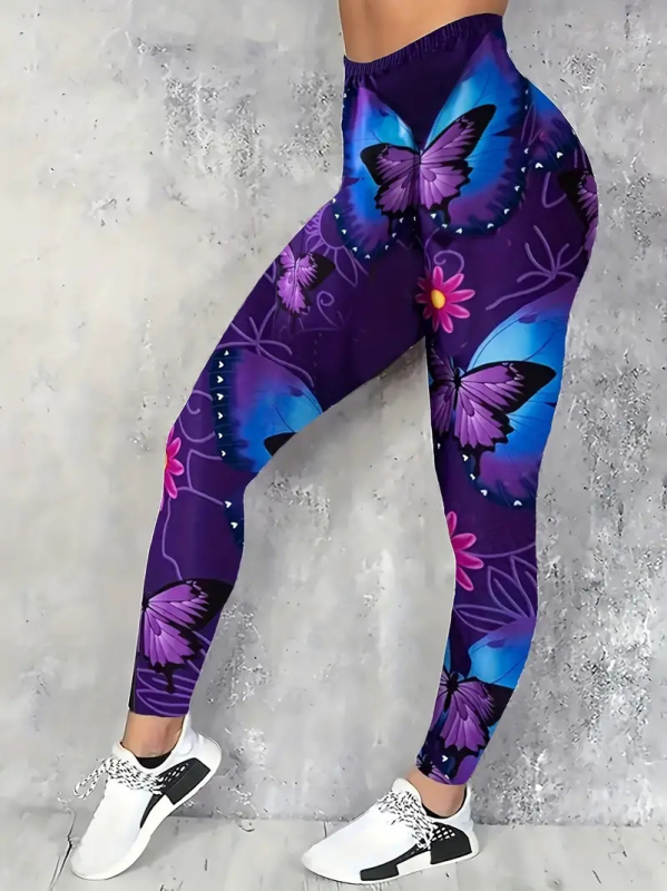 Joogapüksid armsa liblikamustriga Euroopa ja Ameerika retuusid, õmblusteta kõrge vöökohaga naiste fitnesspüksid, suvised AliExpressi hulgimüügihinnaga