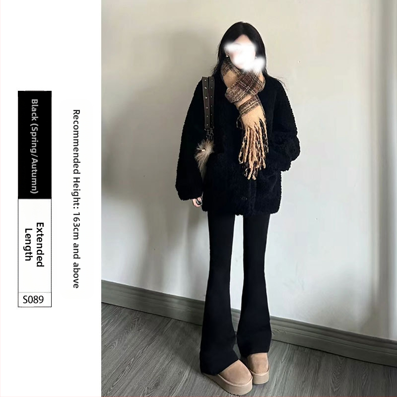 Harangtalpú nadrág nőknek tavaszi/őszi 2025 új magas derekú, drapézott, vékony részű, karcsúsított, fekete, kis méretű, lezser, mikro-bővített patanadrág