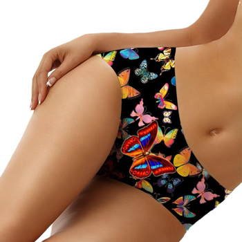 Lenjerie intimă sport yoga pentru femei, talie medie, subțire, sexy, cu fluture, imprimat, lenjerie intimă pentru femei WU02