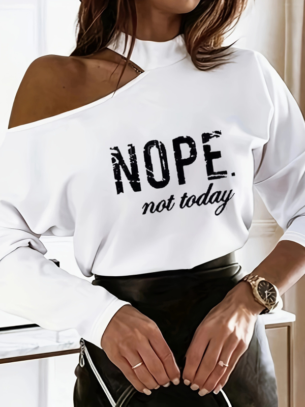 Nové tričko s odhalenými ramenami, abstraktnou potlačou európskych a amerických postáv, sexy top pre ženy