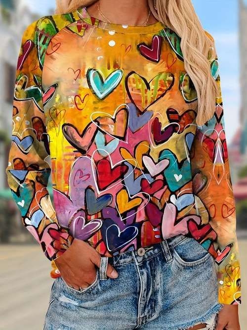 Amazon independent station foreign trade 2025 nou la modă casual color gradient sleeve tricou cu guler rotund și mânecă lungă WA28