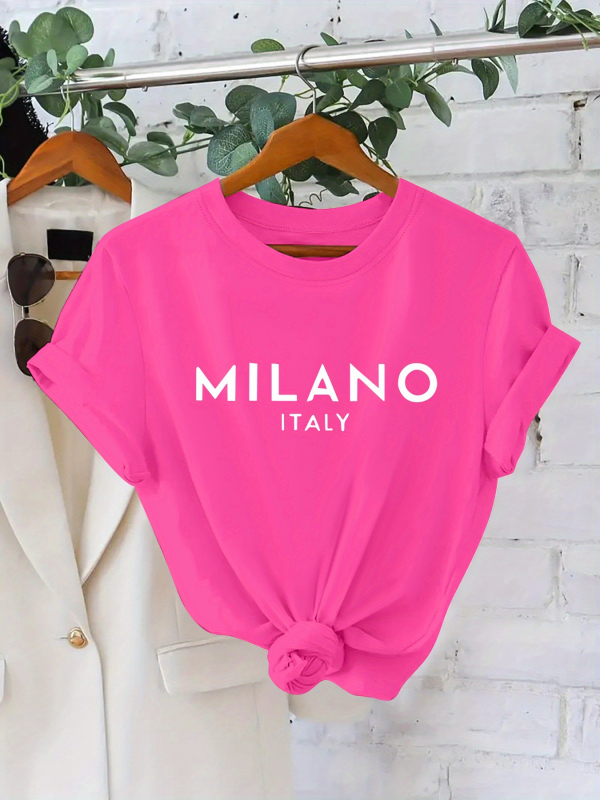 2025 m. Nauji moteriški amerikietiški ir europietiški marškinėliai trumpomis rankovėmis, „AliExpress“ krevečių rašto, „Amazon“ spausdinti, TEMU stiliaus.