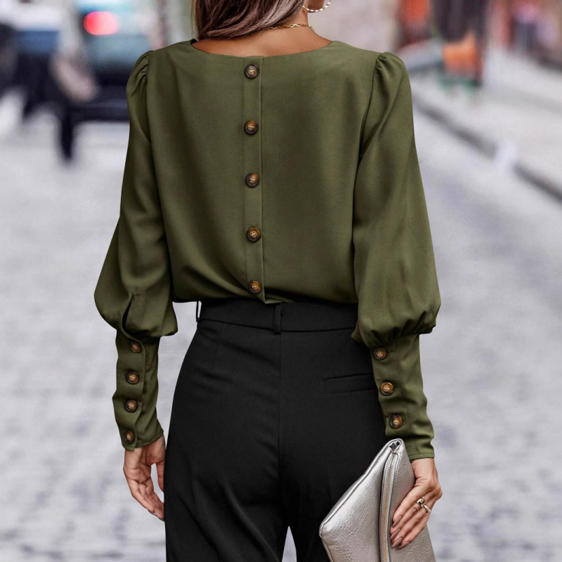 2024 m. Europos ir Amerikos „Amazon temu“ rudens ir žiemos marškinėliai, moteriški temperamentingi ilgomis rankovėmis.