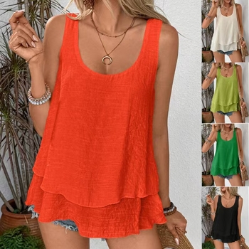 2025 Europa și Statele Unite ale Americii comerț exterior transfrontalier vestă nouă tub top curea fără mâneci strat dublu coadă de tort tricou top femei