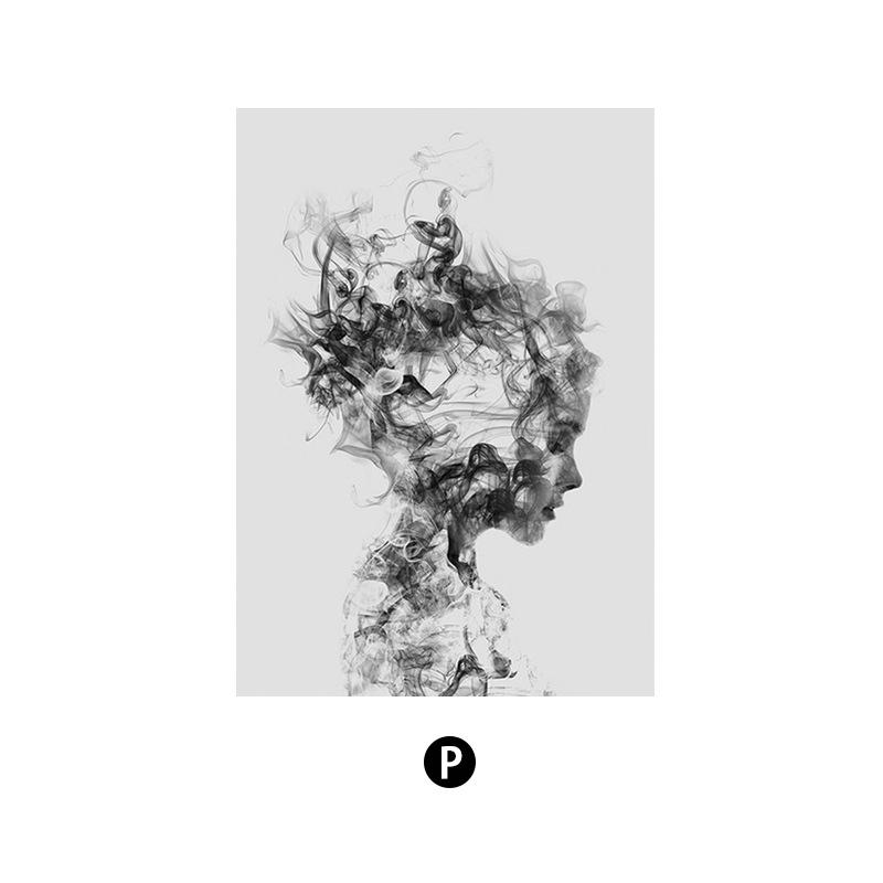 Северни модерни семпли черно-бели букви глухарче Декоративна картина за хол Малка свежа спалня Декоративна картина Принтиране на сърцевина