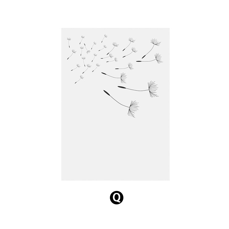 Северни модерни семпли черно-бели букви глухарче Декоративна картина за хол Малка свежа спалня Декоративна картина Принтиране на сърцевина