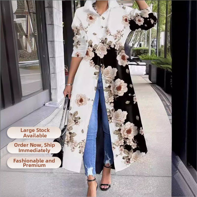 Aliexpress Amazon Independent Site 2025 Nova ženska haljina dugih rukava u blagdanskom stilu srednje duljine s A-krojem i suknjom