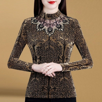 Dámska sieťovaná košeľa, jeseň a zima 2024, nová, s flísovou podšívkou, zahustený, slim top pre väčšie veľkosti