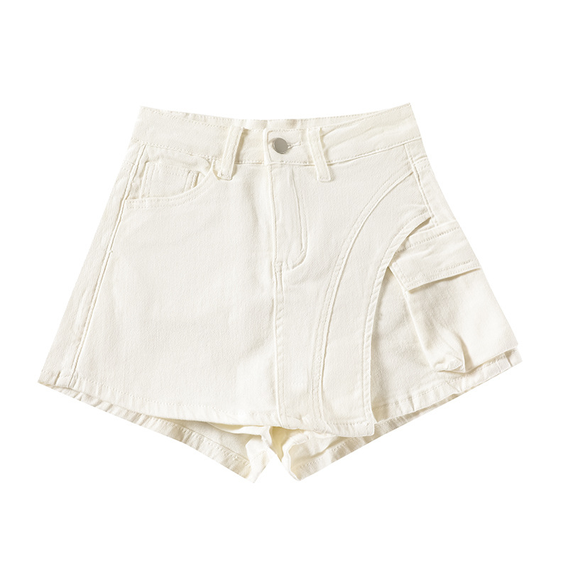 Dámska biela džínsová sukňa, letná tenká, nepravidelná, strečová, pracovná sukňa, dizajn, culottes, nohavice, šortky, dámske