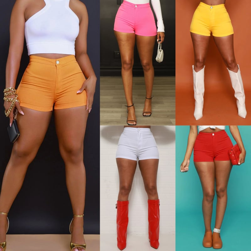 Femeii blugi blugi de vară europene și americane noi moda pantaloni scurți strâmți culoare bomboane pantaloni scurți stretch blugi de damă