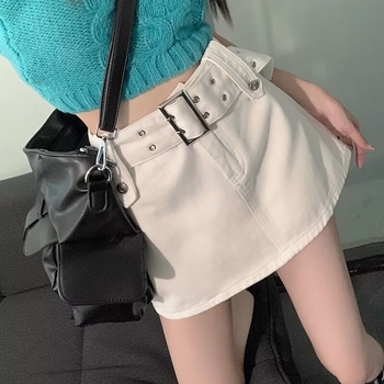 Fustă neagră Spice Girls, în formă de A, scurtă, culotte, design pentru femei, stil retro american, anti-reflexii, cu design subțire, stil retro american