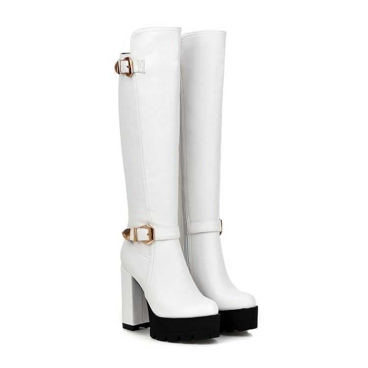 Γυναικείες Αδιάβροχες Μακριές Μπότες με Χοντρό Τακούνι και Φερμουάρ στο Πλάι του 2029, Φθινόπωρο και Χειμώνας, Γυναικείες Μπότες Knights