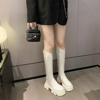 Ghete la modă cu toc înalt pentru femei, 2023, celebrități de internet, toamna și iarna, stil britanic nou, versatil, cu toc gros și fermoar la spate, cizme mici de cavaler