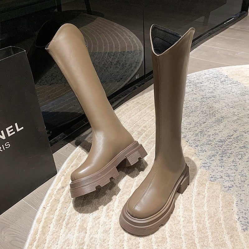 Ghete la modă cu toc înalt pentru femei, 2023, celebrități de internet, toamna și iarna, stil britanic nou, versatil, cu toc gros și fermoar la spate, cizme mici de cavaler