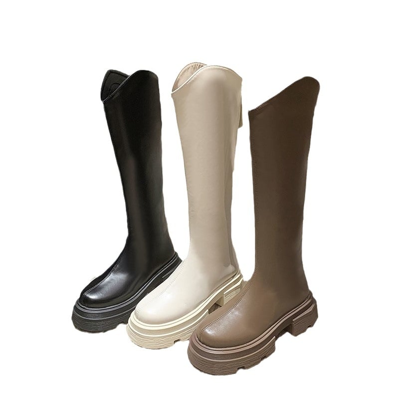 Ghete la modă cu toc înalt pentru femei, 2023, celebrități de internet, toamna și iarna, stil britanic nou, versatil, cu toc gros și fermoar la spate, cizme mici de cavaler
