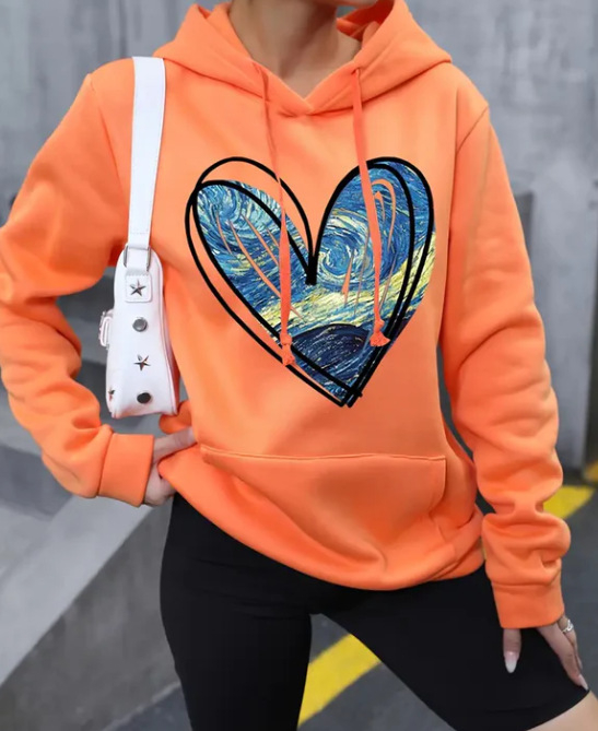 2024 Noua modă pentru femei, îmbrăcăminte lejeră, subțire, cu glugă, din fleece, top pentru femei, modă elegantă, imprimare, maree