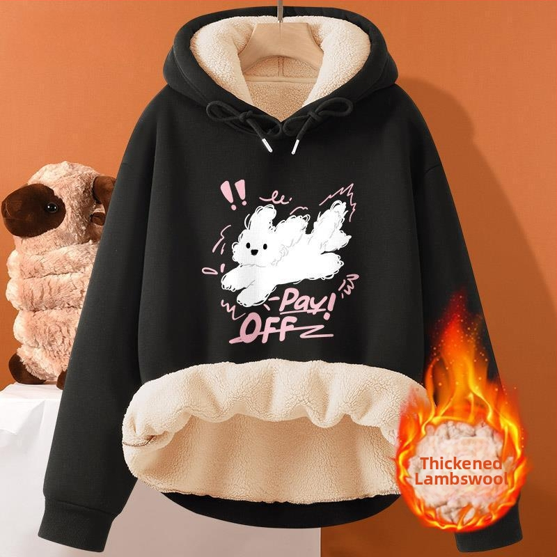 Muška jesensko-zimska majica s kapuljačom od janjeće kože, nova odjeća za parove, široka, plus size, podstavljena flisom, zadebljana topla ležerna jakna