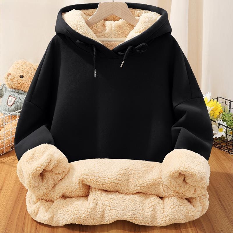 Muška jesensko-zimska majica s kapuljačom od janjeće kože, nova odjeća za parove, široka, plus size, podstavljena flisom, zadebljana topla ležerna jakna