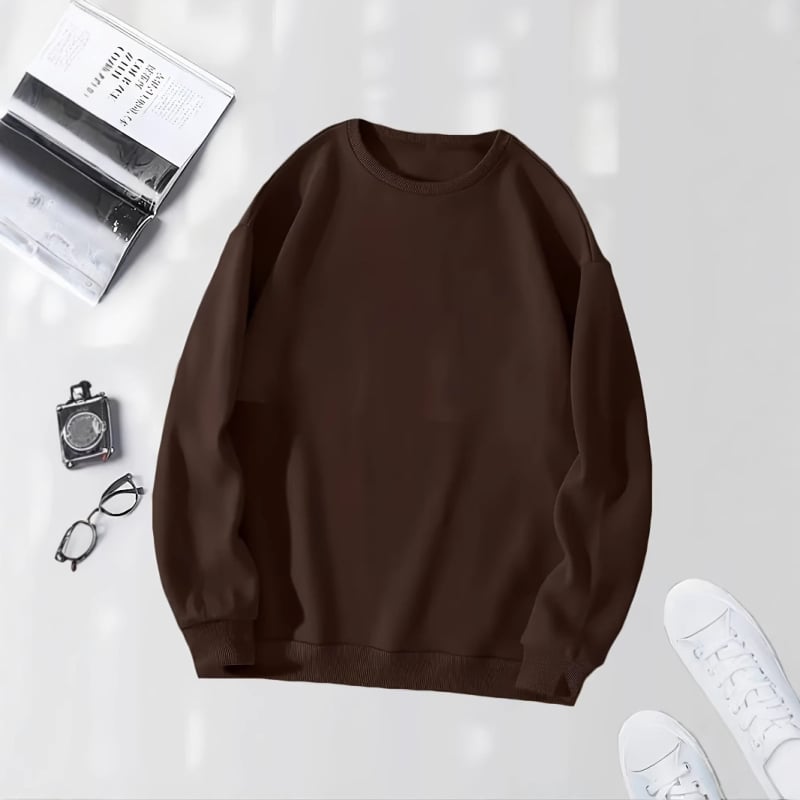 Hanorac cu maneci lungi și guler rotund, asortat, de culoare solidă, pentru toamnă și iarnă, îmbrăcăminte pentru femei, albastru deschis