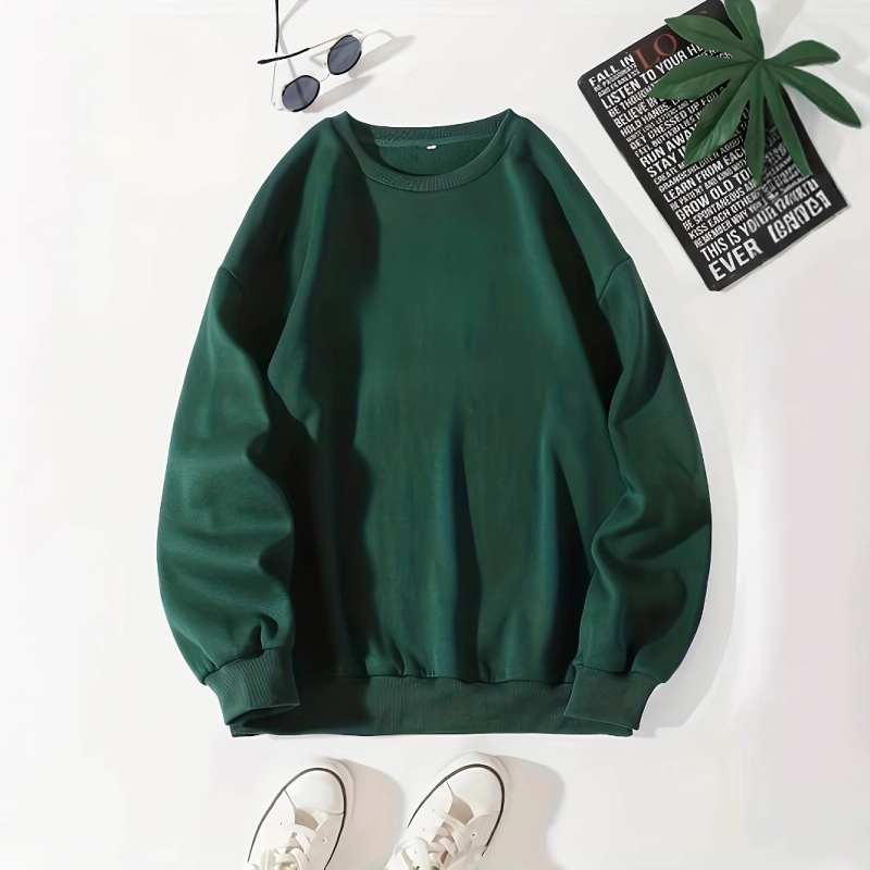 Hanorac cu maneci lungi și guler rotund, asortat, de culoare solidă, pentru toamnă și iarnă, îmbrăcăminte pentru femei, albastru deschis