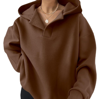 Jeseň a zima 2025 Amazon Crossborder European and American Women's Mikina Jednofarebná s dlhým rukávom a kapucňou Jednofarebná voľná mikina Dámsky top