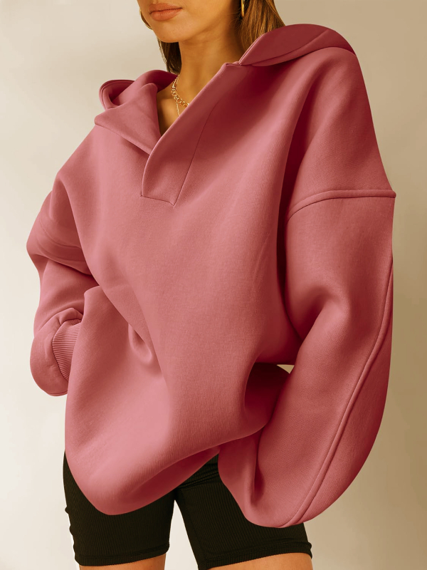 Jeseň a zima 2025 Amazon Crossborder European and American Women's Mikina Jednofarebná s dlhým rukávom a kapucňou Jednofarebná voľná mikina Dámsky top