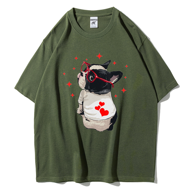 Tricou de vară pentru femei, cu mânecă scurtă, stil britanic, drăguț desen animat Fadou Puppy, comerț exterior transfrontalier, en-gros