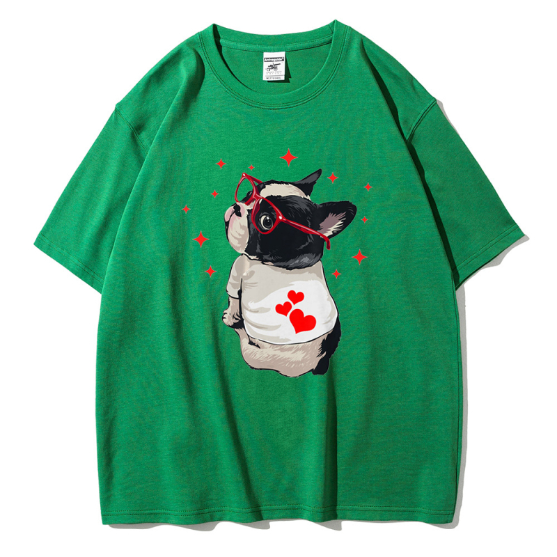 Tricou de vară pentru femei, cu mânecă scurtă, stil britanic, drăguț desen animat Fadou Puppy, comerț exterior transfrontalier, en-gros