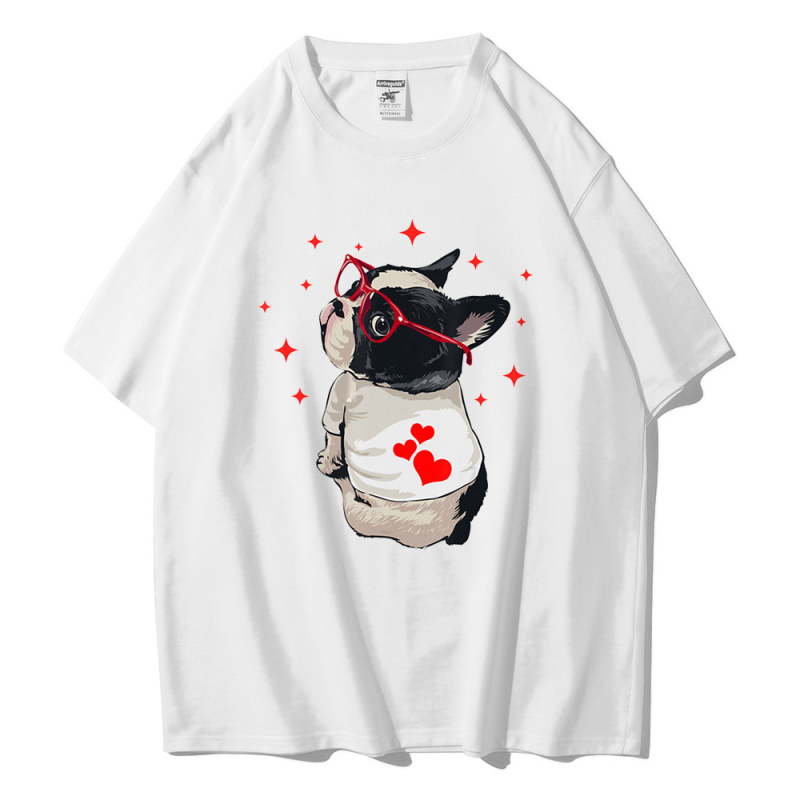 Tricou de vară pentru femei, cu mânecă scurtă, stil britanic, drăguț desen animat Fadou Puppy, comerț exterior transfrontalier, en-gros