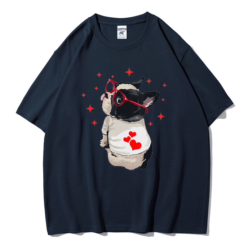 Tricou de vară pentru femei, cu mânecă scurtă, stil britanic, drăguț desen animat Fadou Puppy, comerț exterior transfrontalier, en-gros