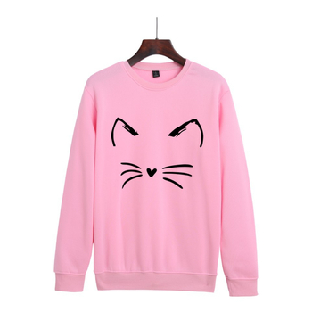 2021 нови трансгранични европейски и американски производители на мъжки и дамски дрехи с щампа на котки с анимационни филми и ежедневна тенденция с кръгло деколте