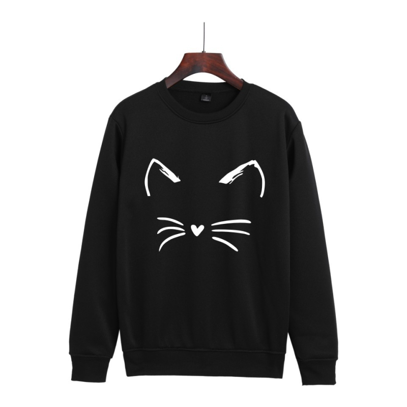 2021 új, határokon átnyúló, európai és amerikai rajzfilmmacska-mintás, lezser trendi, kerek nyakú férfi és női ruházati gyártók nagykereskedelme