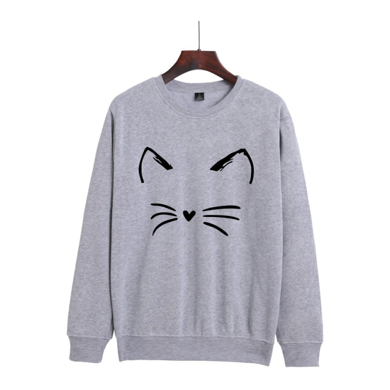 2021 új, határokon átnyúló, európai és amerikai rajzfilmmacska-mintás, lezser trendi, kerek nyakú férfi és női ruházati gyártók nagykereskedelme