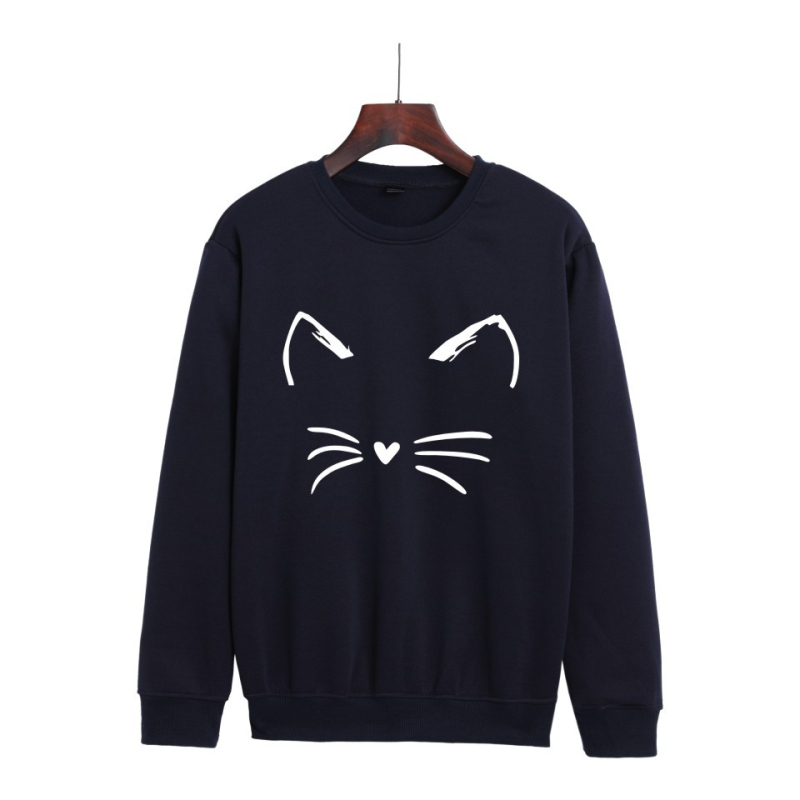 2021 új, határokon átnyúló, európai és amerikai rajzfilmmacska-mintás, lezser trendi, kerek nyakú férfi és női ruházati gyártók nagykereskedelme