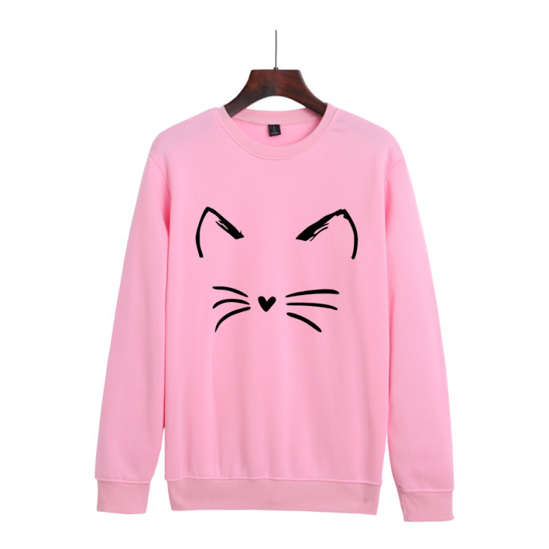 2021 új, határokon átnyúló, európai és amerikai rajzfilmmacska-mintás, lezser trendi, kerek nyakú férfi és női ruházati gyártók nagykereskedelme