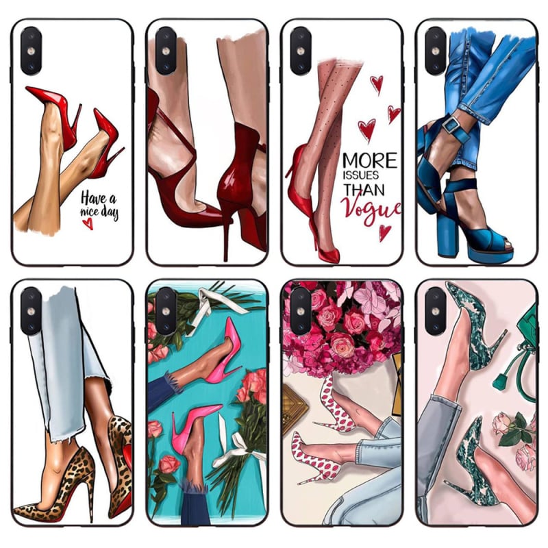 Piemērots iPhone 15Promax Export jaunam, stilīgam, princeses sarkaniem augstpapēžu kurpēm 14Plus mobilā tālruņa maciņam