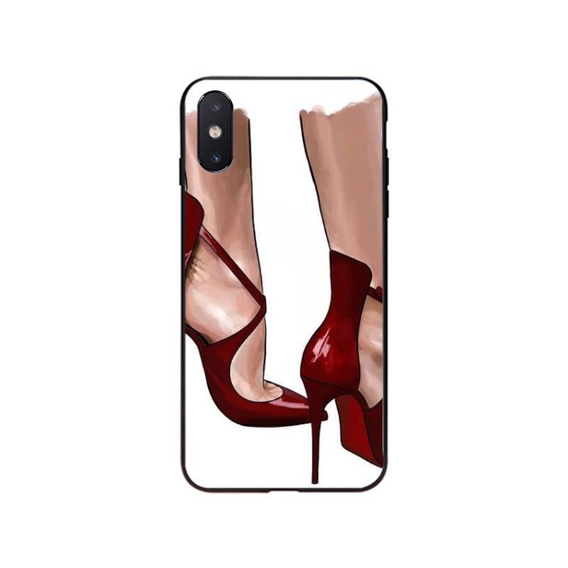 Potrivit pentru iPhone 15Promax Export Carcasă de telefon mobil elegantă cu tocuri înalte roșii de prințesă 14Plus