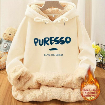 2024 Нов зимен суитшърт с качулка и подплата от полар, удебелен, голям размер, за мъже и жени, ежедневни зимни дрехи от агнешка вълна, 1/2